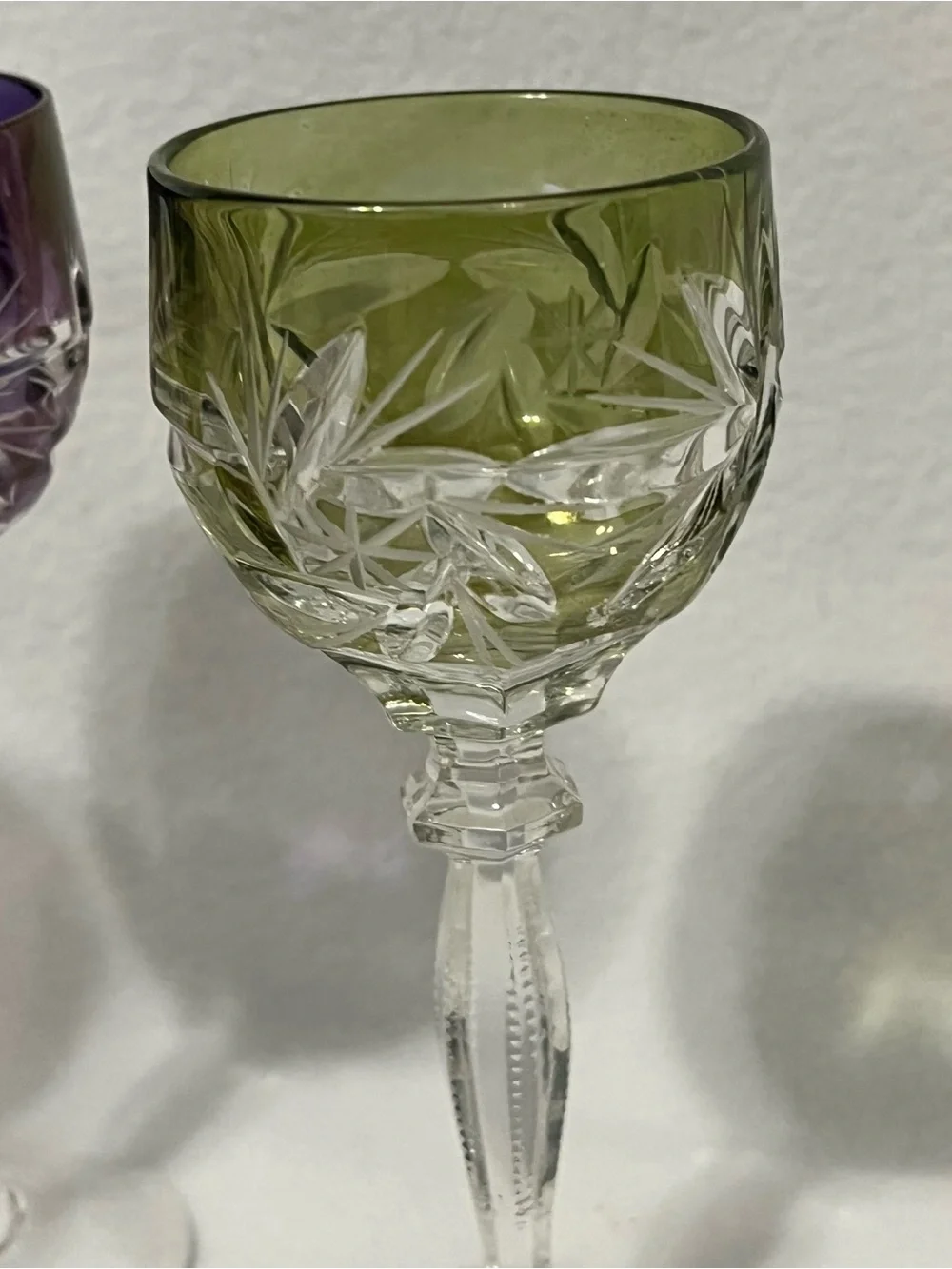 Bohemian Cut to Clear Vintage Crystal Cordial Glasses